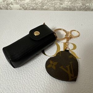 Authentic up-cycled LV Lipstick holder with mirror keychain/Bagcharm